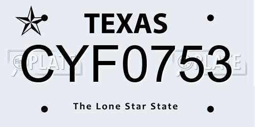 CYF0753 Texas License Plate