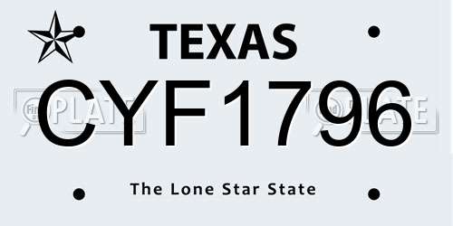 CYF1796 Texas License Plate