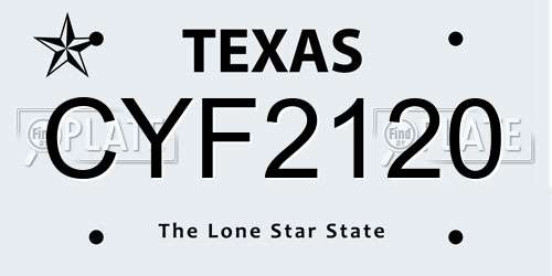 CYF2120 Texas License Plate