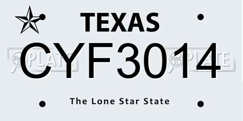 CYF3014 Texas License Plate