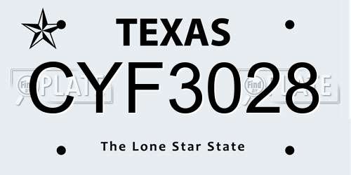 CYF3028 Texas License Plate