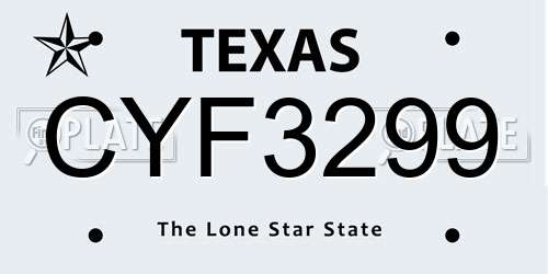CYF3299 Texas License Plate