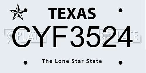 CYF3524 Texas License Plate