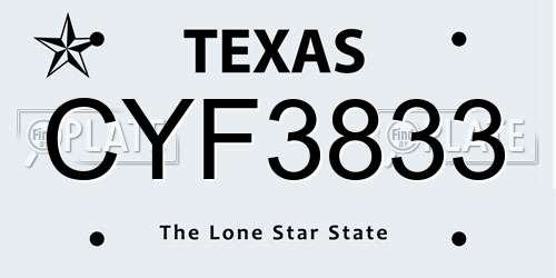 CYF3833 Texas License Plate