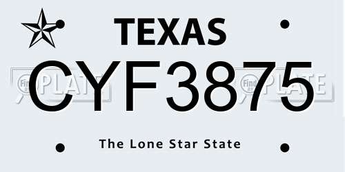 CYF3875 Texas License Plate