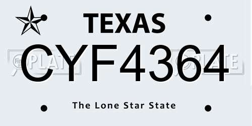 CYF4364 Texas License Plate