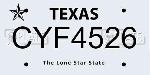 CYF4526 Texas License Plate