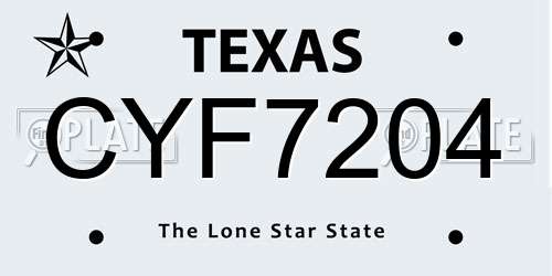 CYF7204 Texas License Plate