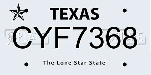 CYF7368 Texas License Plate