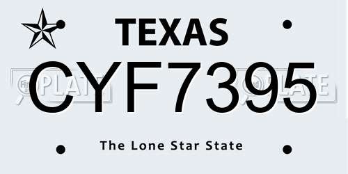 CYF7395 Texas License Plate