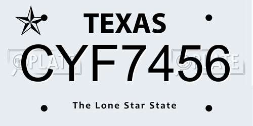 CYF7456 Texas License Plate