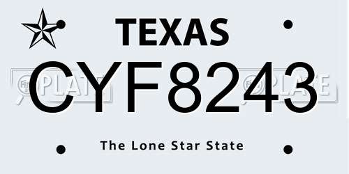 CYF8243 Texas License Plate