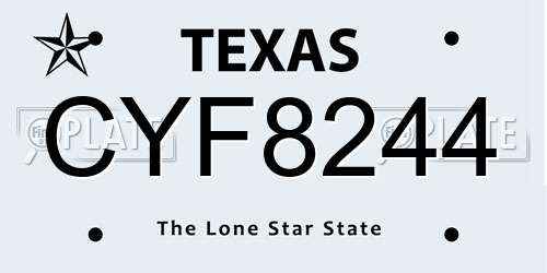 CYF8244 Texas License Plate