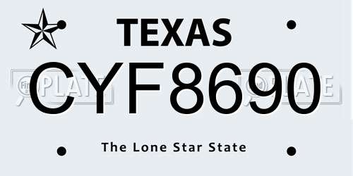 CYF8690 Texas License Plate