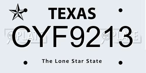 CYF9213 Texas License Plate