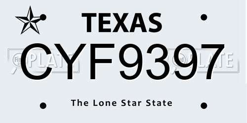 CYF9397 Texas License Plate
