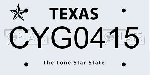 CYG0415 Texas License Plate