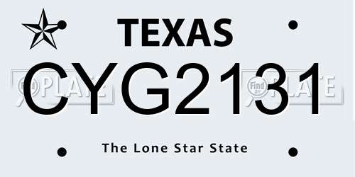 CYG2131 Texas License Plate