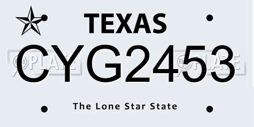 CYG2453 Texas License Plate