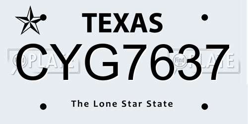 CYG7637 Texas License Plate