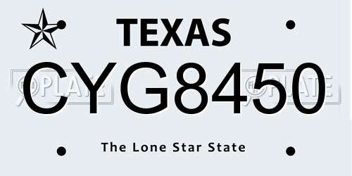 CYG8450 Texas License Plate