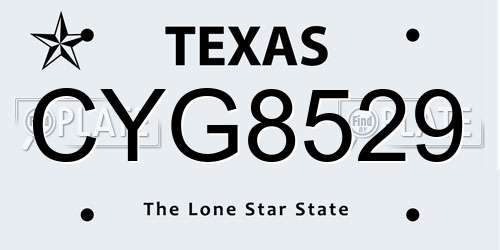 CYG8529 Texas License Plate