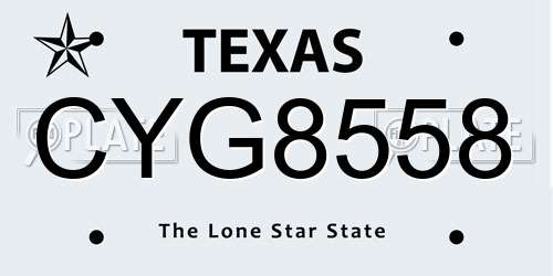 CYG8558 Texas License Plate