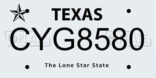 CYG8580 Texas License Plate