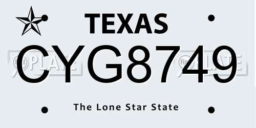 CYG8749 Texas License Plate