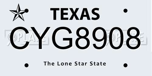 CYG8908 Texas License Plate