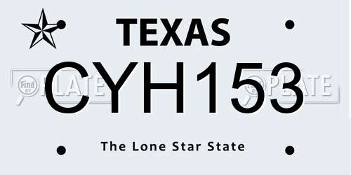 CYH153 Texas License Plate