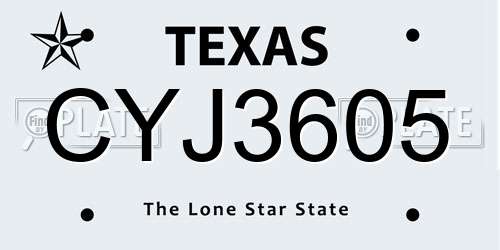 CYJ3605 Texas License Plate