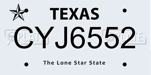 CYJ6552 Texas License Plate