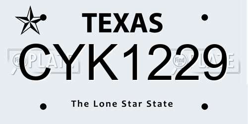 CYK1229 Texas License Plate