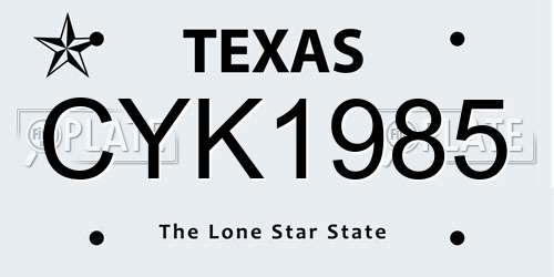 CYK1985 Texas License Plate