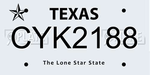 CYK2188 Texas License Plate