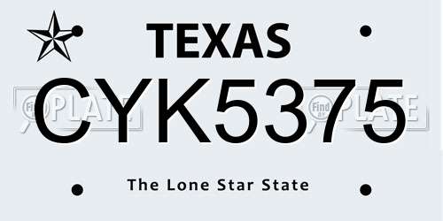 CYK5375 Texas License Plate