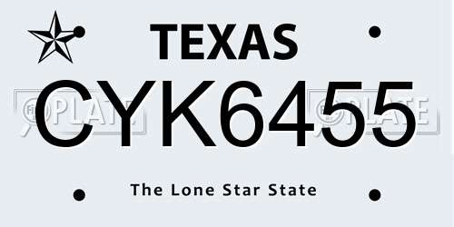 CYK6455 Texas License Plate