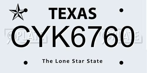 CYK6760 Texas License Plate