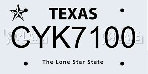 CYK7100 Texas License Plate