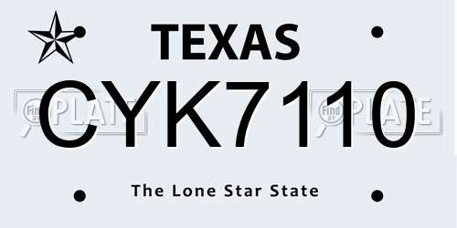 CYK7110 Texas License Plate