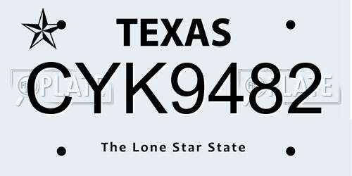 CYK9482 Texas License Plate