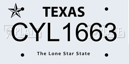 CYL1663 Texas License Plate