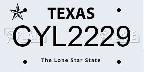 CYL2229 Texas License Plate