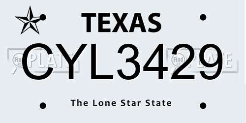 CYL3429 Texas License Plate