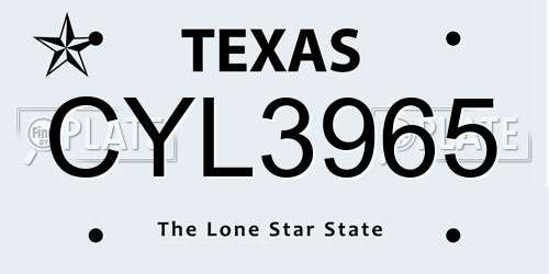 CYL3965 Texas License Plate