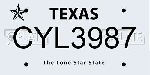 CYL3987 Texas License Plate