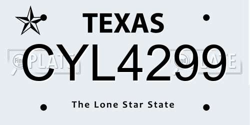 CYL4299 Texas License Plate