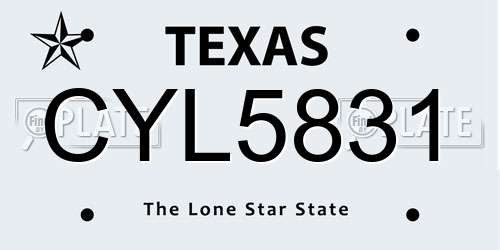 CYL5831 Texas License Plate