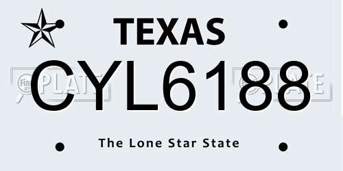 CYL6188 Texas License Plate